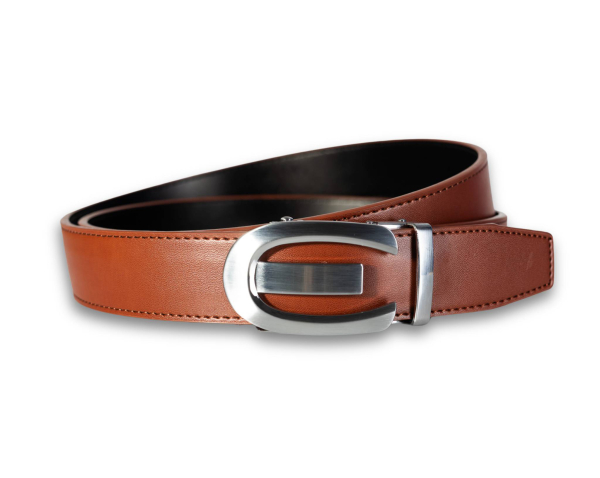 Automatik Gürtel Damen - Rust Brown x Curved Silver